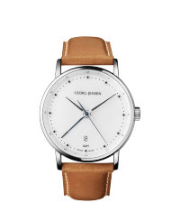  	 Watch with brown strap